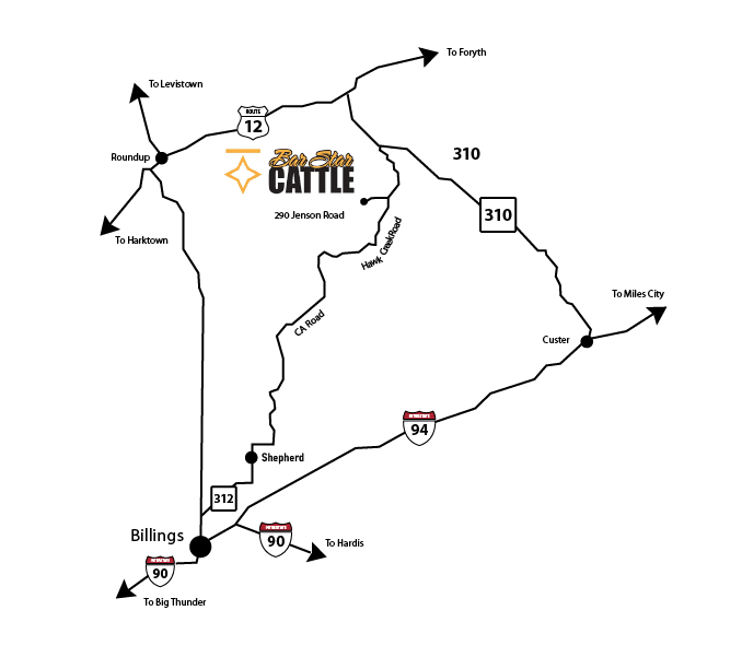 Map to Bar Star Cattle